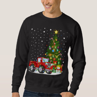 Santa Red Truck Xmas Tree Lighting Red Truck Chris Sweatshirt