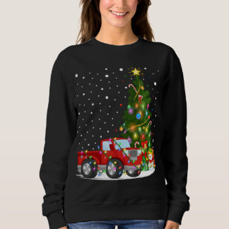 Santa Red Truck Xmas Tree Lighting Red Truck Chris Sweatshirt