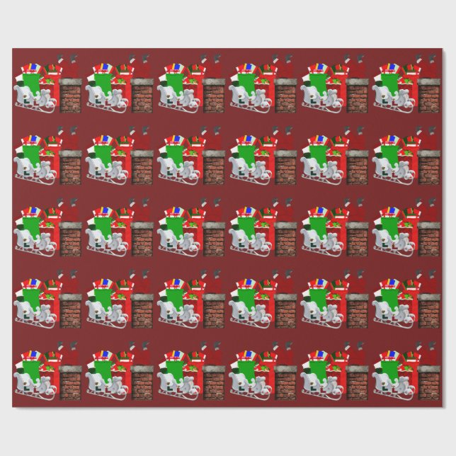 Santa Red Wrapping Paper Geschenkpapier (Flach)