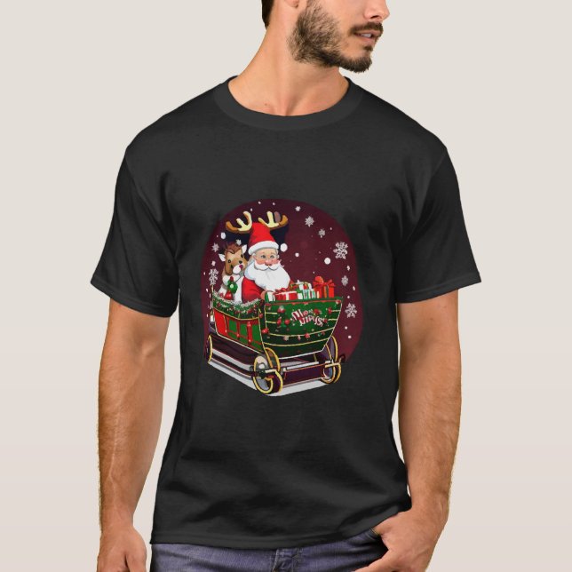 Santa reindeer a sleigh full of presents for Chris T-Shirt (Vorderseite)