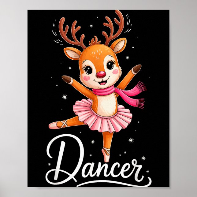 Santa Reindeer Ballet Dancer Cute Christmas Men Wo Poster (Vorne)
