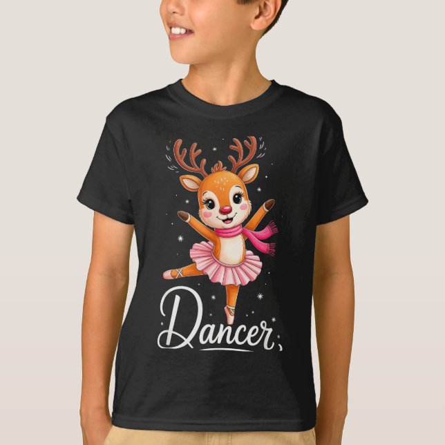 Santa Reindeer Ballet Dancer Cute Christmas Men Wo T-Shirt (Vorderseite)
