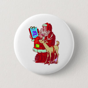 Santa Reindeer Button