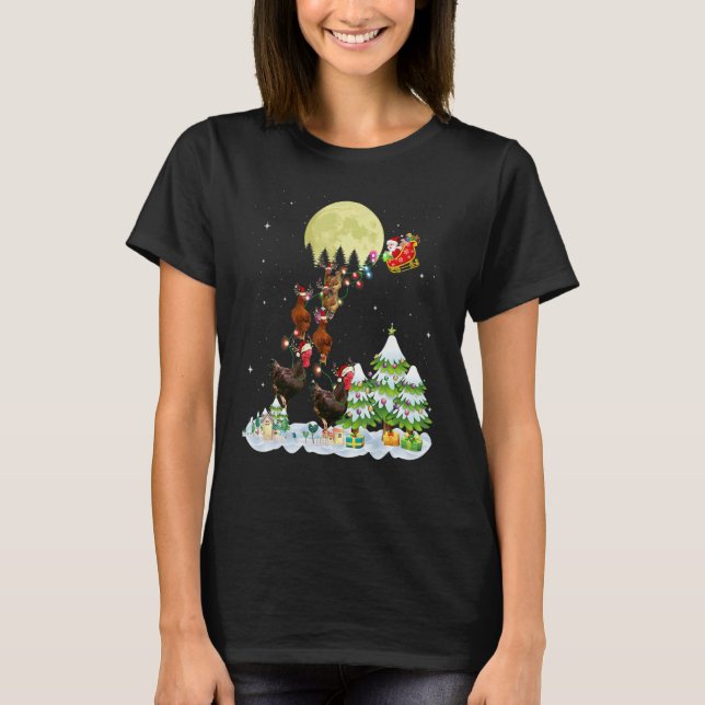 Santa Reindeer Chicken Ugly Sweater Farmer Christm T-Shirt (Vorderseite)