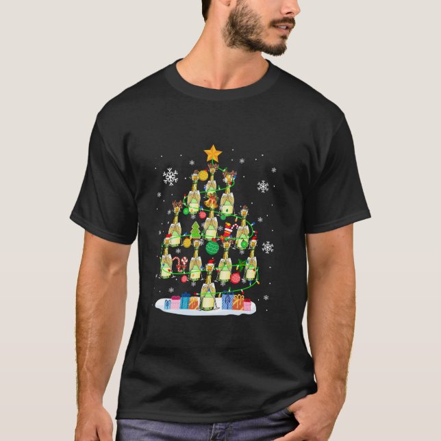 Santa Reindeer Elf Champagne Bottles Christmas Tre T-Shirt (Vorderseite)