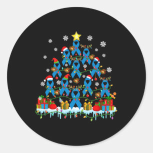 Santa Reindeer Elf Diabetes Awareness Ribbons Chri Runder Aufkleber