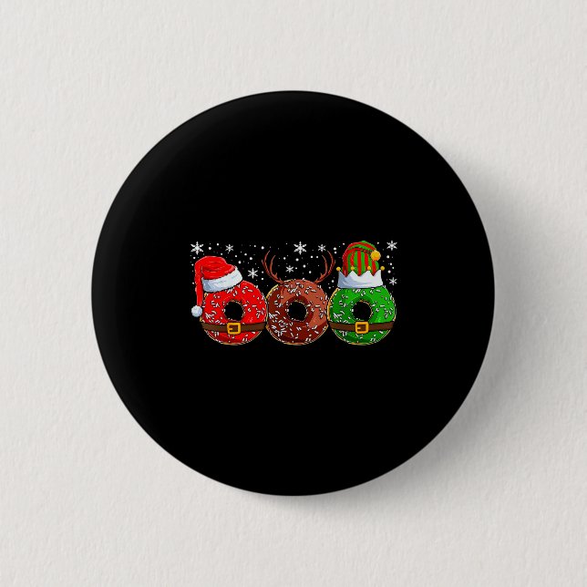 Santa Reindeer Elf Donut Doughnut Christmas Womens Button (Vorderseite)