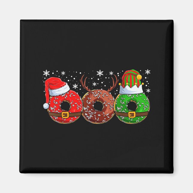 Santa Reindeer Elf Donut Doughnut Christmas Womens Magnet (Vorne)