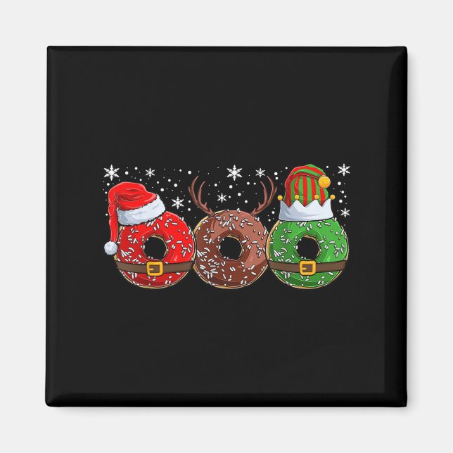 Santa Reindeer Elf Donut Doughnut Christmas Womens Magnet (Vorne)