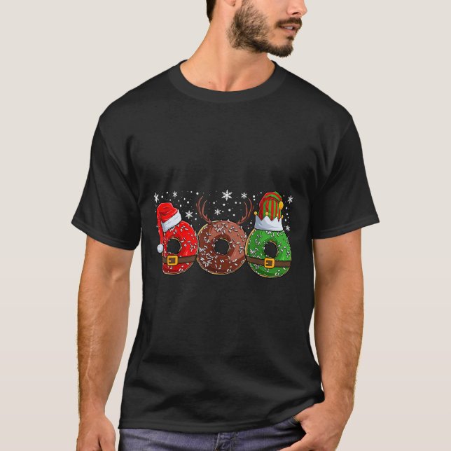 Santa Reindeer Elf Donut Doughnut Christmas Womens T-Shirt (Vorderseite)