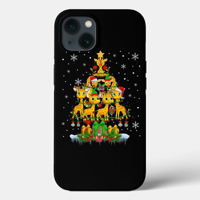 Santa Reindeer Elf Giraffes Christmas Tree Lights Case-Mate iPhone Hülle (Rückseite)