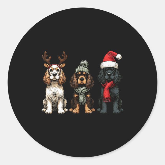 Santa Reindeer Er Spaniel Christmas Er Lover Pajam Runder Aufkleber (Vorderseite)