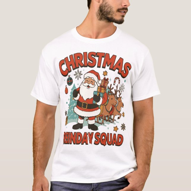 Santa Reindeer Holiday Crew Family Party Shirt (Vorderseite)