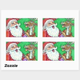 SANTA & REINDEER KNOCK KNOCK JOKES Funny Rechteckiger Aufkleber