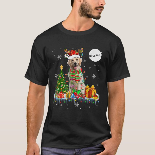 Santa Reindeer Labrador Retriever Christmas Tree D T-Shirt (Vorderseite)