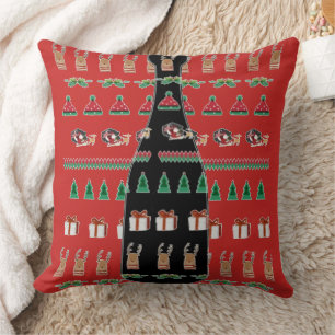Santa Reindeer Red Green Black Champagne Flasche Kissen