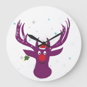 Santa Reindeer Rudolf Rund (große) Wall-Uhr Große Wanduhr