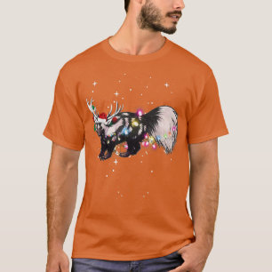Santa Reindeer Skunk Xmas Light T-Shirt
