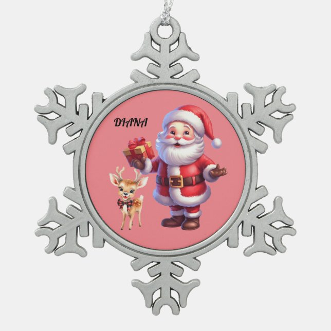SANTA & REINDEER SNOWFLAKE ORNAMENT (Vorderseite)