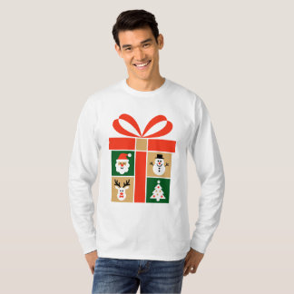 Santa, Reindeer, Snowman & Tree Art T-Shirt