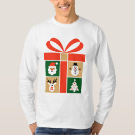 Santa, Reindeer, Snowman & Tree Art T-Shirt