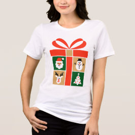 Santa, Reindeer, Snowman & Tree Art Tri-Blend Shirt