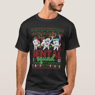Santa Reindeer Ugly Sweater Teeth Dental Squad Chr T-Shirt