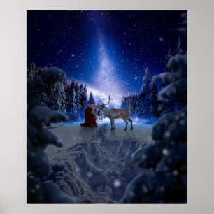 Santa Reindeer Weihnachten Poster