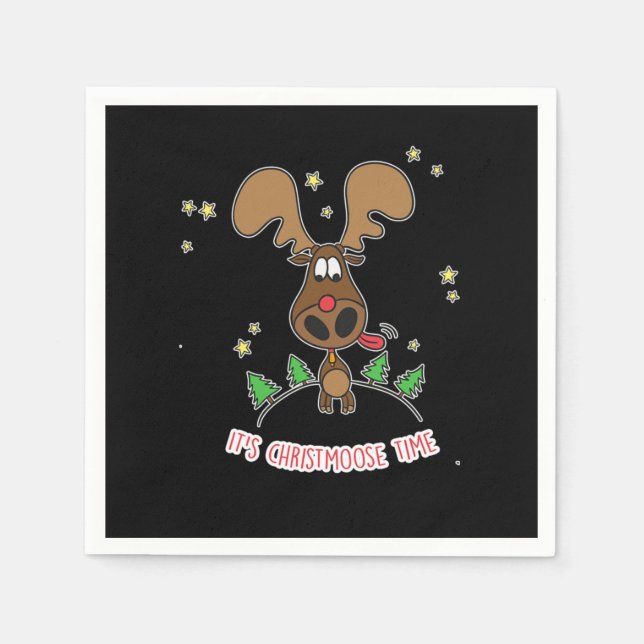 Santa Reindeer Xmas Weihnachtsgeschenk Christmoose Serviette (Vorderseite)