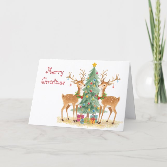 Santa reindeers helpers & whimsical Christmas Karte (Vorderseite)