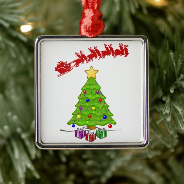**SANTA/REINDEINE UND BAUMWOHL** ORNAMENT (Baum)