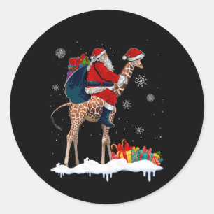 Santa-Reiten-Giraffe-Weihnachts-Pyjama-Santa-Liebh Runder Aufkleber