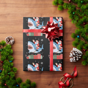 Santa-Reitender-Hai-Weihnachts-Pyjama-Süßer-Ozean Geschenkpapier