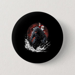 Santa reitet auf dem japanischen Monster Kaiju für Button