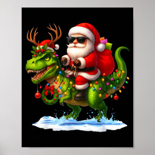 Santa Reitet auf Dinosaurier T Rex Weihnachten Jun Poster