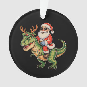 Santa reitet auf Dinosaurier T Rex Weihnachten Ret Ornament