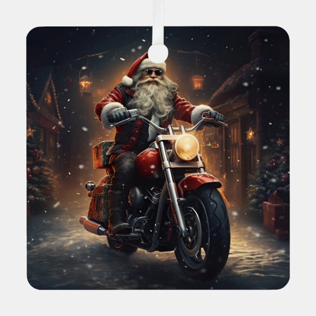 Santa reitet auf einem Harley Weihnachtsschmuck (Vorderseite)