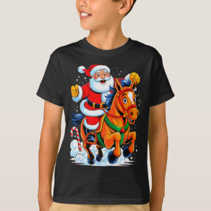 Santa reitet auf einem Pferd Lustiger Reitsport We T-Shirt