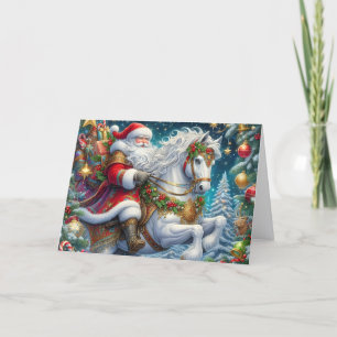 Santa reitet auf einem schönen arabischen Pferd Feiertagskarte