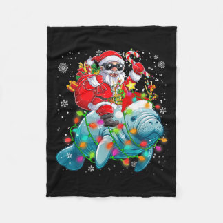 Santa Reitet auf Mana-Rentieren Weihnachtslichter Fleecedecke