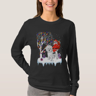 Santa reitet Bichon Frise Hund Baumlichter Bichon  T-Shirt