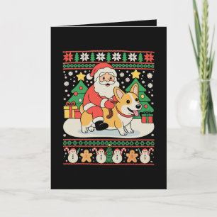 Santa Reitet Corgi Hund Hässliches Weihnachten Xma Karte