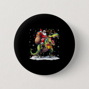 Santa Reitet Dinosaurier T Rex Weihnachten Jungen  Button