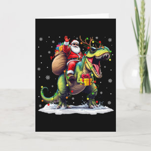 Santa Reitet Dinosaurier T Rex Weihnachten Jungen  Karte