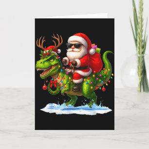 Santa Reitet Dinosaurier T Rex Weihnachten Jungen Karte