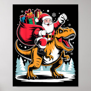 Santa Reitet Dinosaurier T Rex Weihnachten Jungen Poster