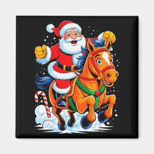 Santa reitet Pferd Lustiger Reitsport Weihnachten Magnet