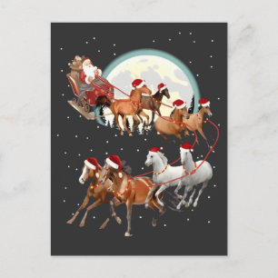 Santa reitet Pferde Pferdeschlitten Reitsport Ankündigungspostkarte