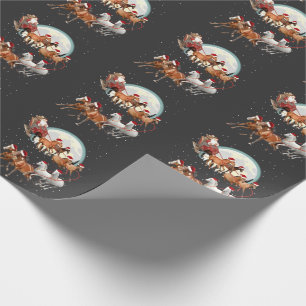 Santa reitet Pferde Pferdeschlitten Reitsport  Geschenkpapier