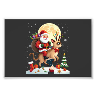 Santa Reitet Rentier Siamese Katze Weihnachtsbaum Fotodruck